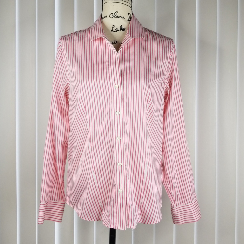 ANTHROPOLOGIE ▪ Paperwhite Pink/white striped button down shirt